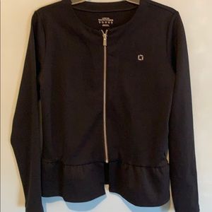 Chase Apparel- Black Lands End Peplum Work Jacket